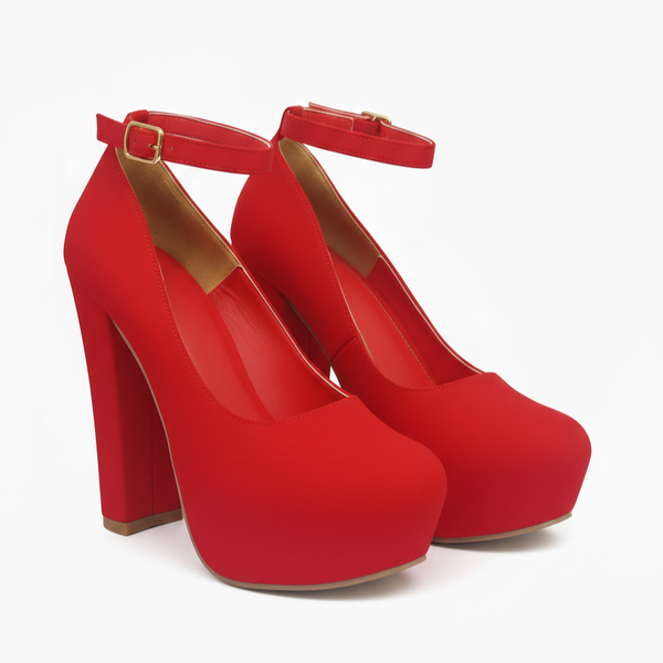 ZAPATILLA ROJA CON TACÓN GRUESO Y PLATAFORMA (MOD 700)