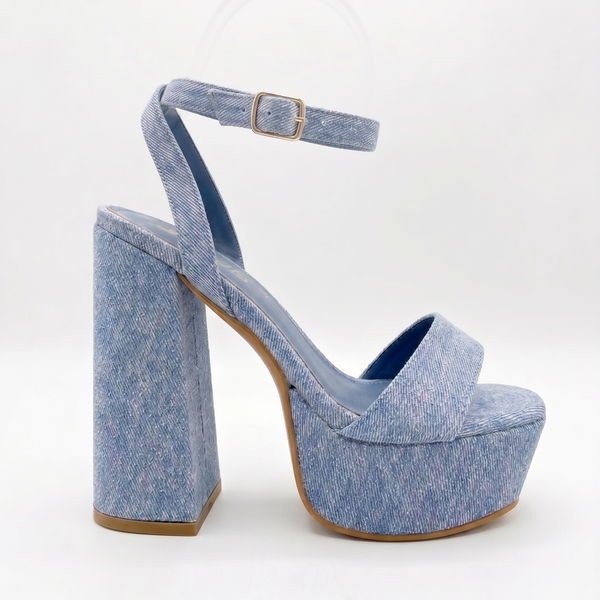 ZAPATILLA MEZCLILLA DE TACÓN ANCHO CON PLATAFORMA (MOD 1000)