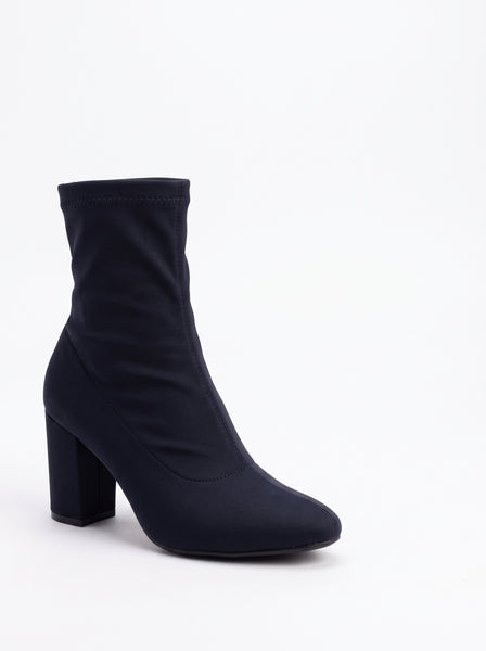 BOTÍN STRETCH NEGRO DE TACÓN GRUESO (MOD 1001)