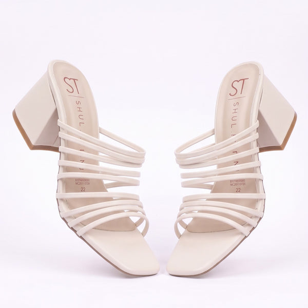 ZAPATILLA CÓMODA HUESO CON TIRAS Y TACÓN GRUESO (MOD 5040)
