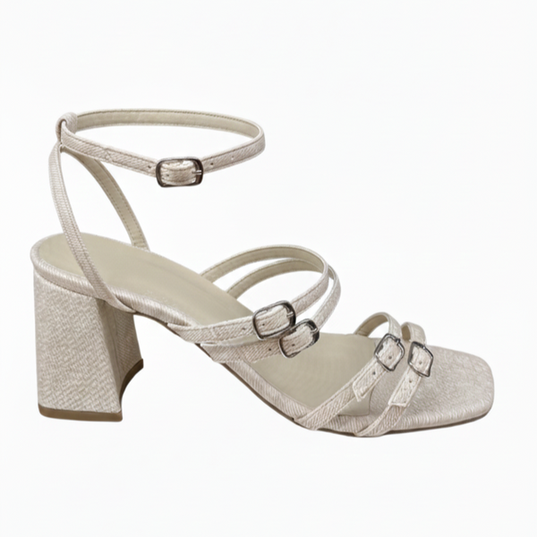 ZAPATILLAS BEIGE DE TACÓN CON HEBILLAS (MOD 5024)