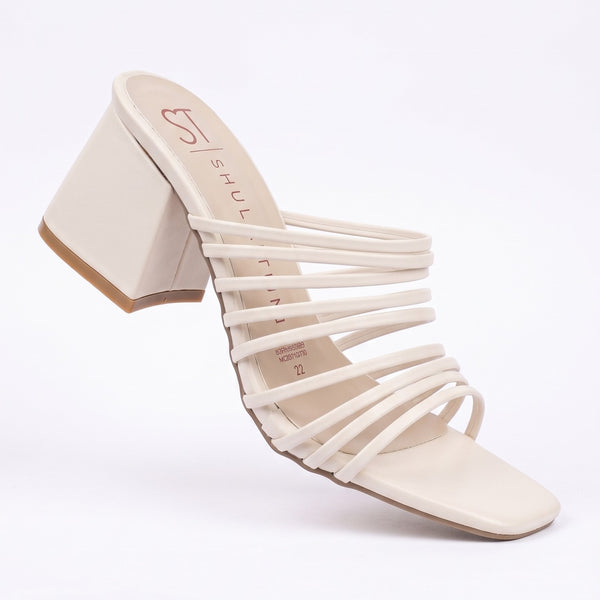 ZAPATILLA CÓMODA HUESO CON TIRAS Y TACÓN GRUESO (MOD 5040)