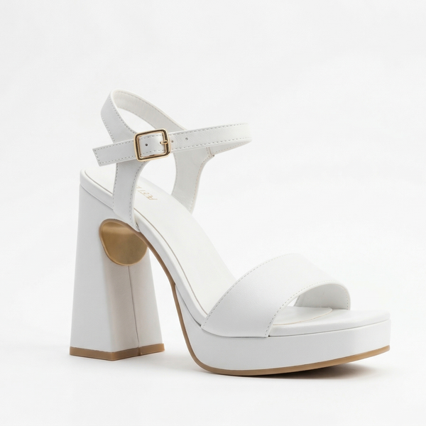 ZAPATILLA BLANCA DE TACÓN GRUESO CON PLATAFORMA (MOD 2154)