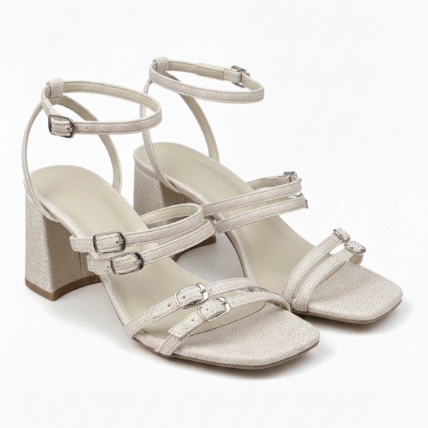 ZAPATILLAS BEIGE DE TACÓN CON HEBILLAS (MOD 5024)