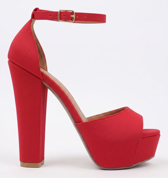 ZAPATILLAS ROJAS CON TACÓN GRUESO Y PLATAFORMA (MOD 7145)