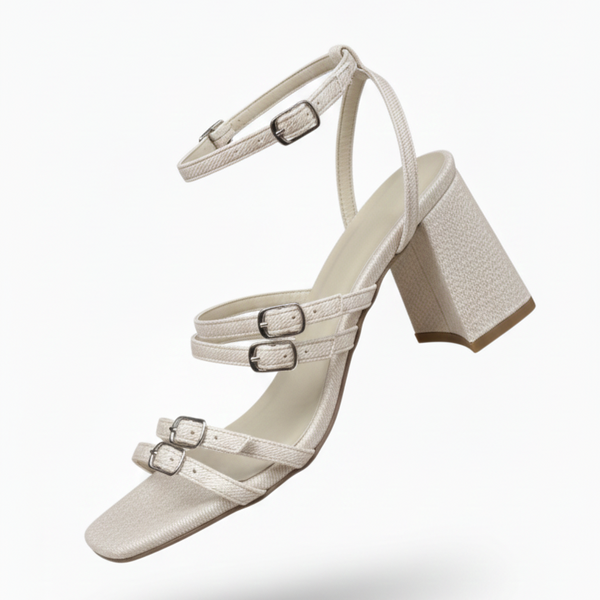 ZAPATILLAS BEIGE DE TACÓN CON HEBILLAS (MOD 5024)