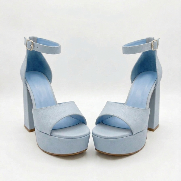 ZAPATILLA CELESTE DE TACÓN CAMPANA CON PLATAFORMA (MOD 300)