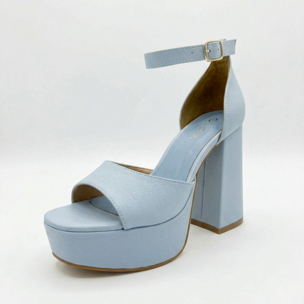 ZAPATILLA CELESTE DE TACÓN CAMPANA CON PLATAFORMA (MOD 300)