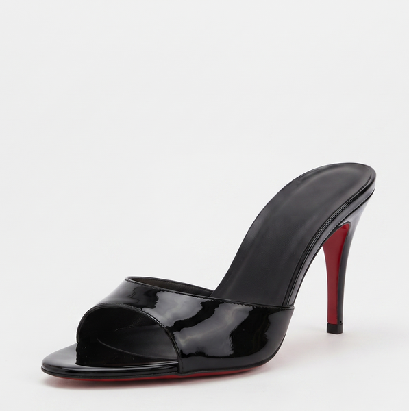 SANDALIA PUNTAL NEGRA CON SUELA ROJA DE TACÓN DE AGUJA (MOD 3008)