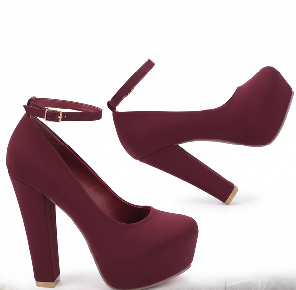ZAPATILLA VINO CON PLATAFORMA Y TACÓN GRUESO (MOD 700)