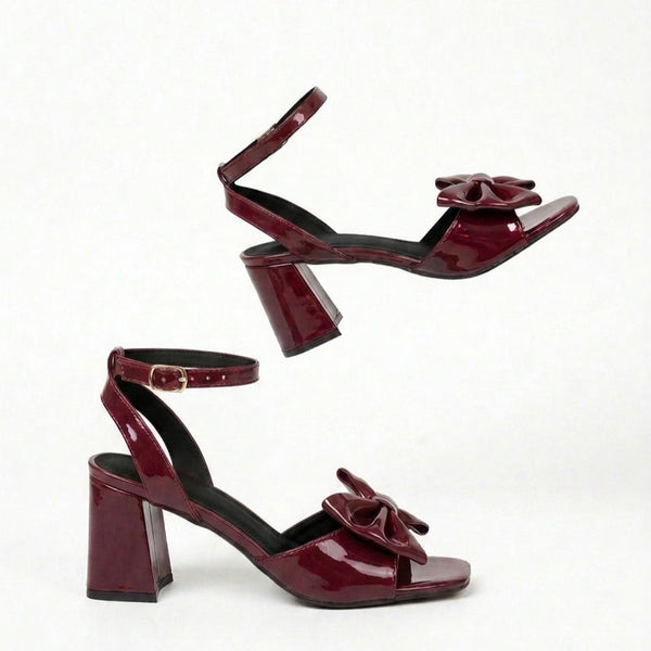 ZAPATILLA CÓMODA VINO CON TACÓN ANCHO Y MOÑO (MOD 5021)