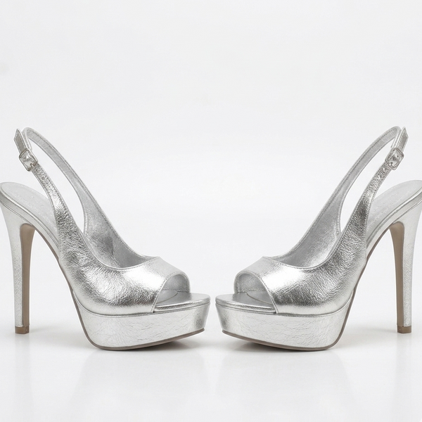 ZAPATILLA PEEP TOE PLATA DE TACÓN DE AGUJA (MOD 7113)