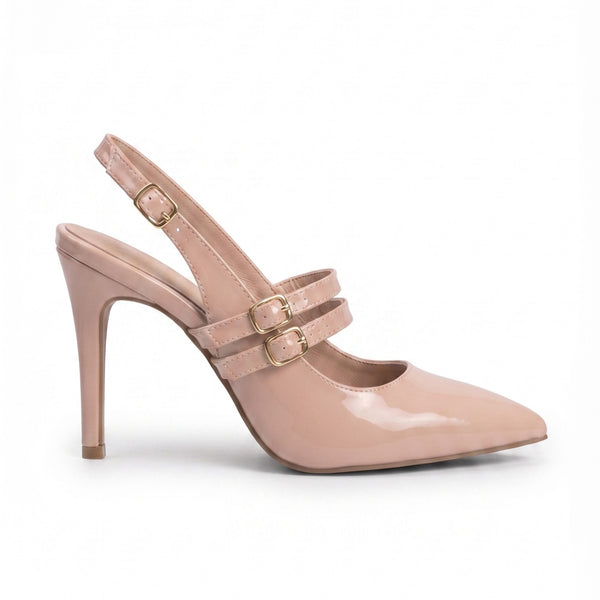 ZAPATILLA PUNTAL NUDE CON HEBILLAS Y TACÓN DELGADO (MOD 4035)