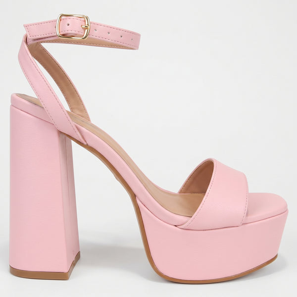 ZAPATILLA ROSA PASTEL DE TACÓN ANCHO CON PLATAFORMA (MOD 1000)