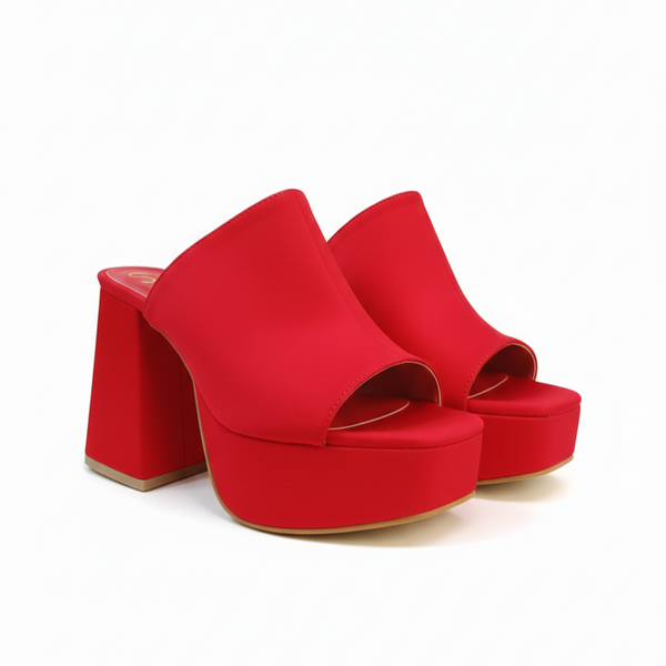 ZAPATILLA ZUECA ROJA CON TACÓN ANCHO (MOD 200)