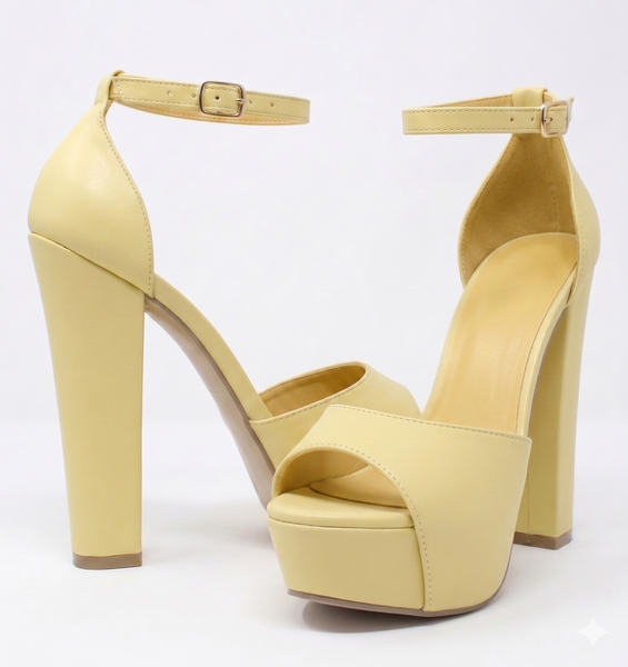 ZAPATILLAS AMARILLAS CON TACÓN GRUESO Y PLATAFORMA (MOD 7145)