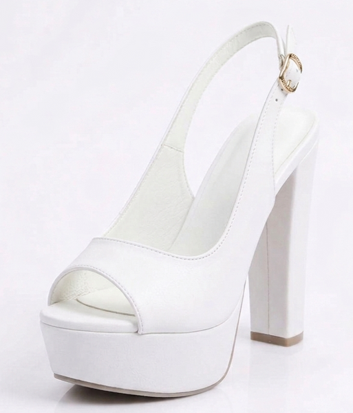 ZAPATILLA PEEP TOE BLANCA DE TACÓN GRUESO (MOD 7113)