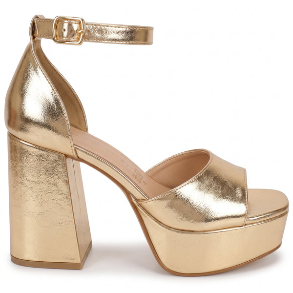 ZAPATILLA ORO DE TACÓN CAMPANA CON PLATAFORMA (MOD 300)
