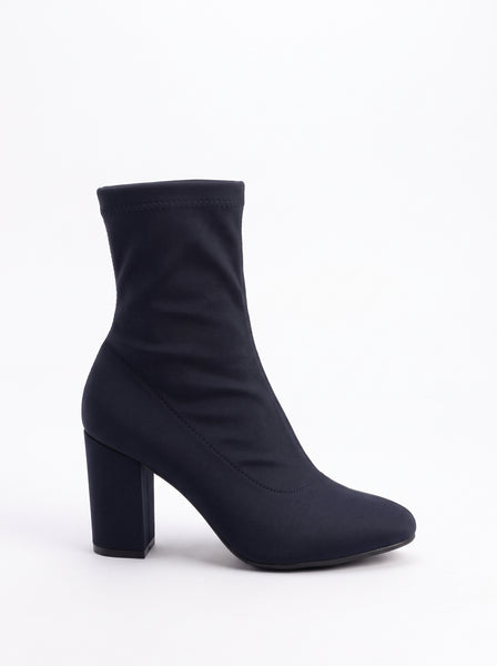 BOTÍN STRETCH NEGRO DE TACÓN GRUESO (MOD 1001)