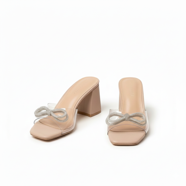 ZAPATILLAS MAQUILLAJE CON TRANSPARENCIA MOÑO Y PIEDRAS (MOD 5004)