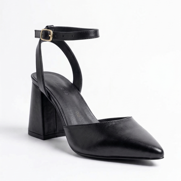 ZAPATILLA PUNTAL NEGRA DE TACÓN GRUESO (MOD 3007)
