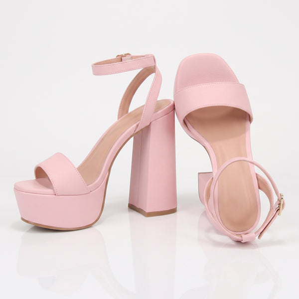 ZAPATILLA ROSA PASTEL DE TACÓN ANCHO CON PLATAFORMA (MOD 1000)