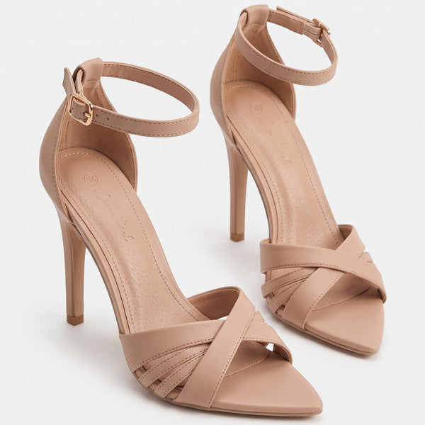ZAPATILLA PUNTAL MAQUILLAJE DE TACÓN DELGADO CON TIRAS (MOD 4309)
