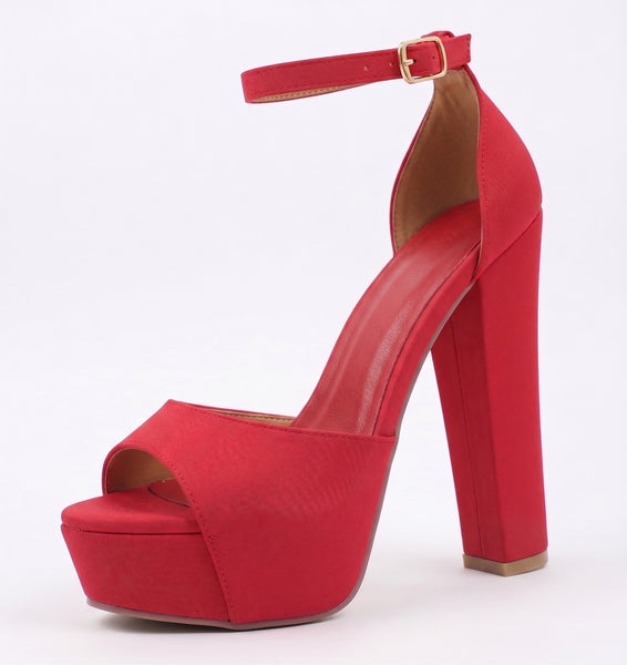 ZAPATILLAS ROJAS CON TACÓN GRUESO Y PLATAFORMA (MOD 7145)