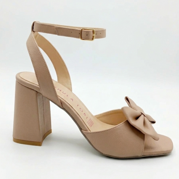 ZAPATILLA MAQUILLAJE CON MOÑO DE TACÓN ANCHO (MOD 5021)