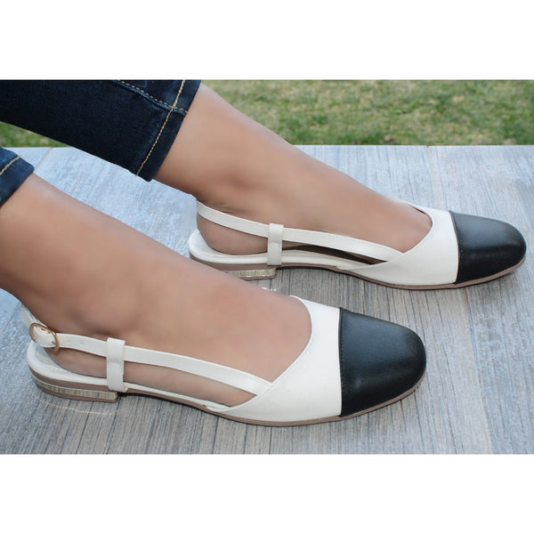 BALLERINA NEGRO/HUESO DESTALONADA CON PULSERA (MOD KARLA)