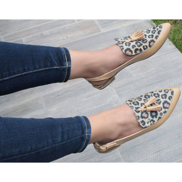 MULE CAMEL/ANIMAL PRINT CON MOTITAS (MOD LUCIA)
