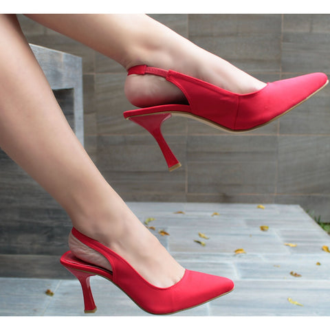 ZAPATILLA PUNTAL ROJA DESTALONADA DE TACÓN DE AGUJA (MOD 054)