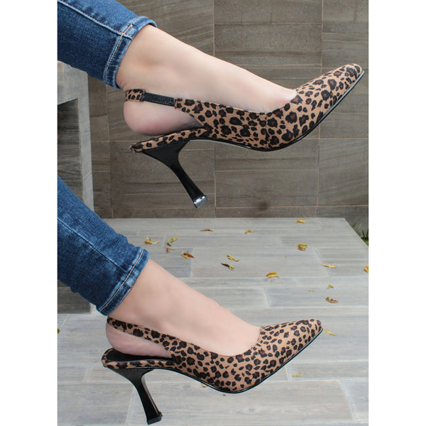 ZAPATILLA PUNTAL ANIMAL PRINT DESTALONADA DE TACÓN DE AGUJA (MOD 054)
