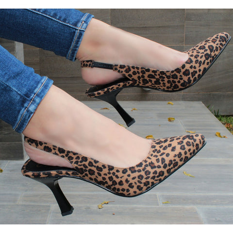 ZAPATILLA PUNTAL ANIMAL PRINT DESTALONADA DE TACÓN DE AGUJA (MOD 054)