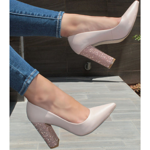 ZAPATILLA NUDE CON TACÓN BRILLANTE (MOD 4000)