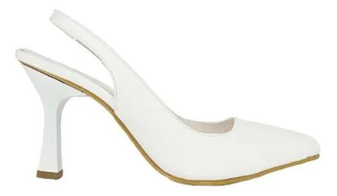 ZAPATILLA PUNTAL BLANCA DESTALONADA DE TACÓN DE AGUJA (MOD 054)