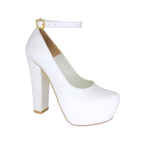 ZAPATILLA BLANCA DE TACÓN GRUESO CON PLATAFORMA (MOD 700)