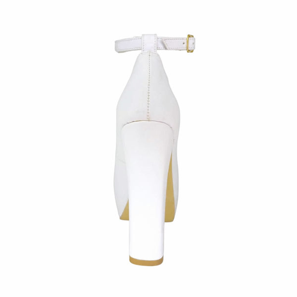 ZAPATILLA BLANCA DE TACÓN GRUESO CON PLATAFORMA (MOD 700)