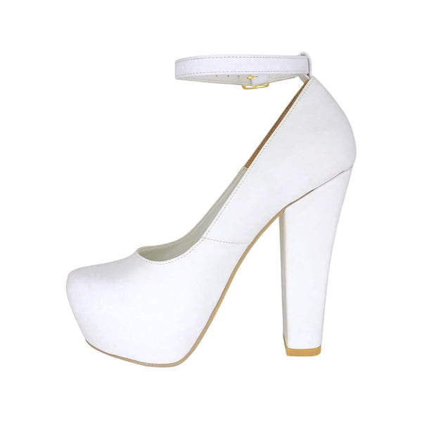 ZAPATILLA BLANCA DE TACÓN GRUESO CON PLATAFORMA (MOD 700)