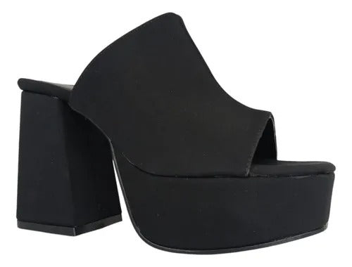 ZAPATILLA ZUECA NEGRA CON TACÓN ANCHO (MOD 200)