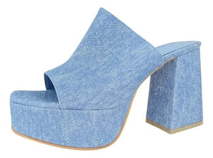 ZAPATILLA ZUECA MEZCLILLA CON TACÓN ANCHO (MOD 200)