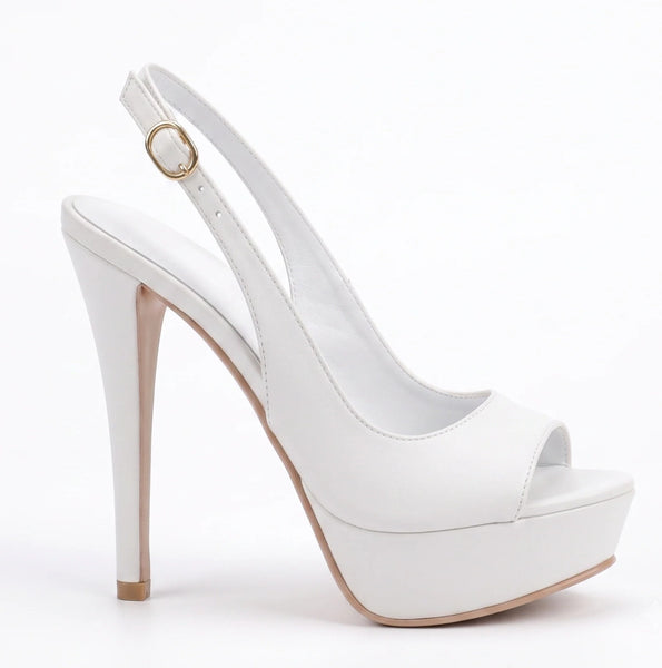 ZAPATILLA PEEP TOE BLANCA DE TACÓN DE AGUJA (MOD 7113)