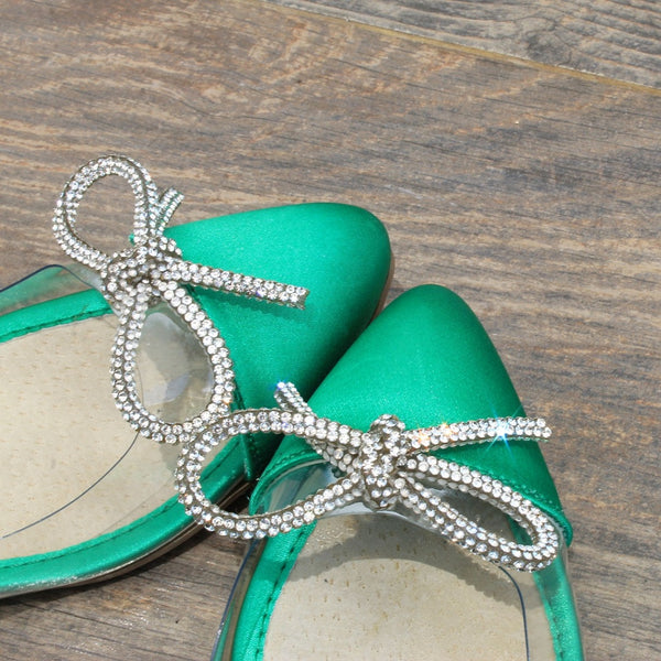 BALLERINA TRANSPARENTE/VERDE CON MOÑO DE PIEDRAS (MOD MICA MOÑO PIEDRAS)