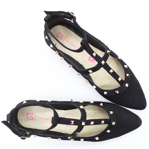 BALLERINA NEGRA TIRAS CON REMACHES (MOD DT)