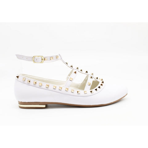 BALLERINA BLANCA TIRAS CON REMACHES (MOD DALILA)