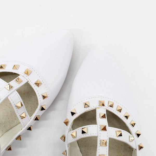 BALLERINA BLANCA TIRAS CON REMACHES (MOD DALILA)