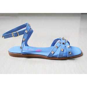 SANDALIA PLANA AZUL CON ESTOPEROLES Y PULSERA (MOD LIRIO-03)