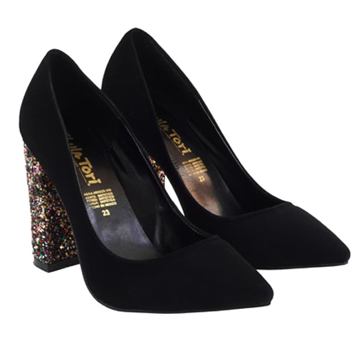 ZAPATILLA NEGRA CON TACÓN BRILLANTE (MOD 4000)